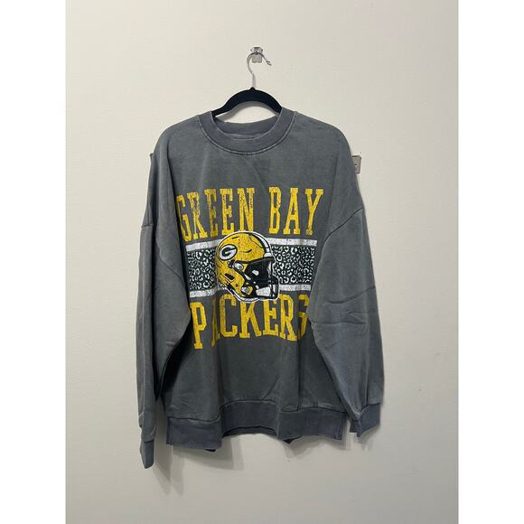 Women's Green Bay Packers Gameday Couture Gray Oversized Crewneck Sz XL - Picture 1 of 4